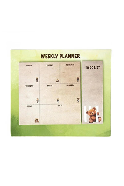 yordama دفتر ملاحظات أسبوعي بتصميم تيدي بير مقاس 25x21 سم |   2 قلم مفاجأة مع...