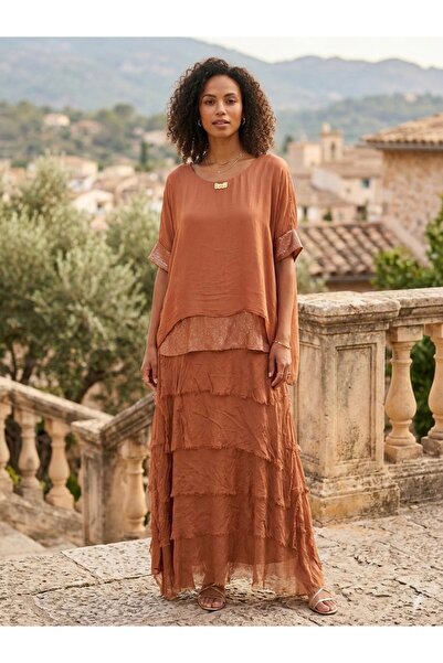 Rabiossa فستان نسائي طويل حرير