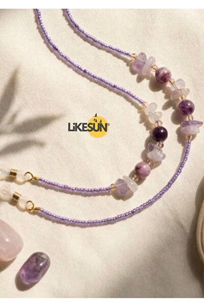 LiKESUN حبل نظارات نسائي مصنوع يدويًا من الزجاج والكريستال الطبيعي مرصّع بالأ...