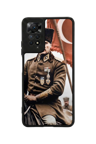 Aksel Kılıf متوافق مع Redmi Note 11 Pro / 12 Pro مطبوع، أسود مطفي، سيليكون نا...