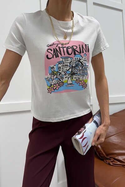 mylove تيشيرت سانتوريني أبيض