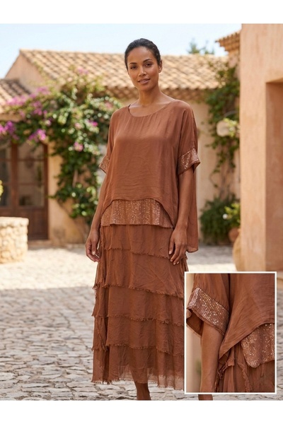 Rabiossa فستان نسائي طويل حرير