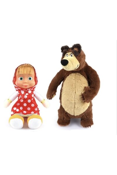 OEM Set de 2 jucării de pluș , Masha și Ursul Misha