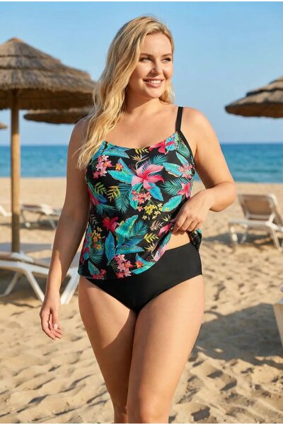 hazelin Women's Black Turquoise Patterned High Waist Shaping / Sculpting Bott...