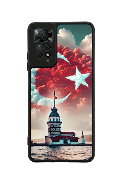 Aksel Kılıf متوافق مع Redmi Note 11 Pro / 12 Pro مطبوع، أسود مطفي، سيليكون نا...