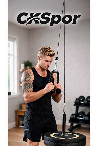 CKSpor Ev Tipi Tek Makara Fitness Seti Lat Pulldown Sırt Çekiş Triceps Biceps...
