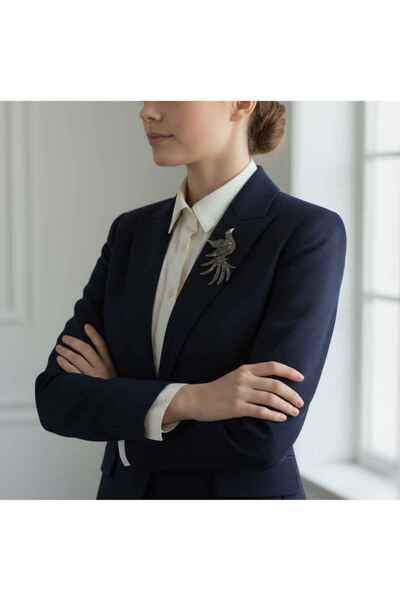 otantik takı Anka Kuşu Diamond Otantik Bronz Broş