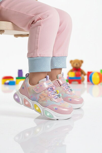 Promax Pink Velcro Lighted Lightweight Girls' Sports Shoes 1998 P