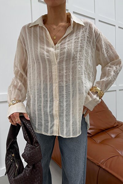 mylove مخطط تول كريم قميصي