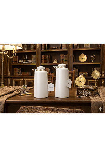 HUTUL AL JAZIRA Stainless steel thermos set, white color, with glass inside, ...