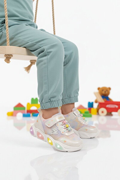 Promax White Velcro Lighted Lightweight Girls' Sports Shoes 1998 P