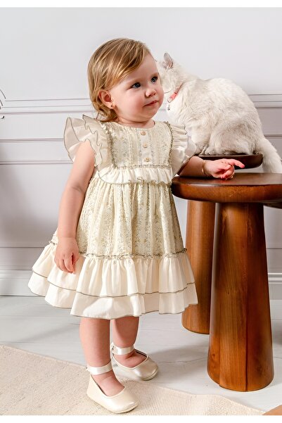 NoyNoy Baby Çaren Kids- Ruffled Button Detailed Full Length Lined Zipper Clos...