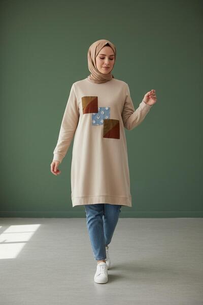 My Still My Style Tunic with Denim and Fabric Details on the Front P Cotton U