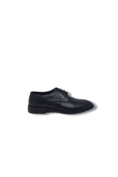 Zerhan Banner 146-115 Men's Black Lace-Up Genuine Leather Classic Shoes