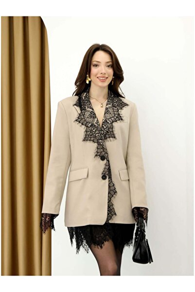 Coral Lace Detailed Jacket C2320 Mink