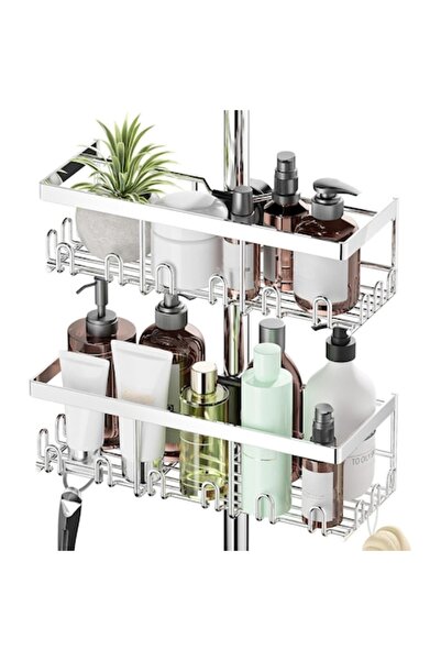 OEM Set of 2 Shower Holders, Durable Stainless Steel, Adjustable, Silver