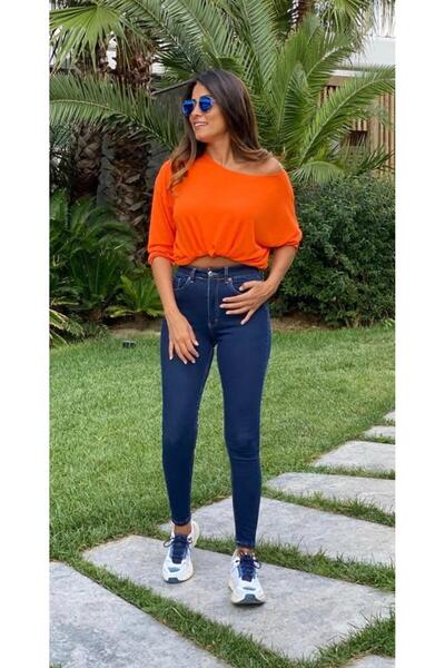 DENİM İN SHE New Season High Waist Lycra Tight Fit Skinny Style Dark Blue Wom...