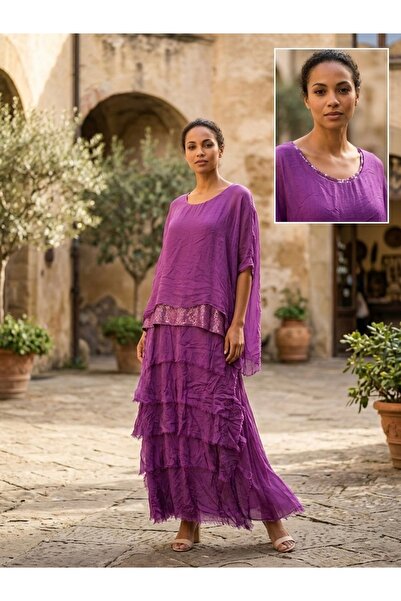 Rabiossa فستان نسائي طويل حرير