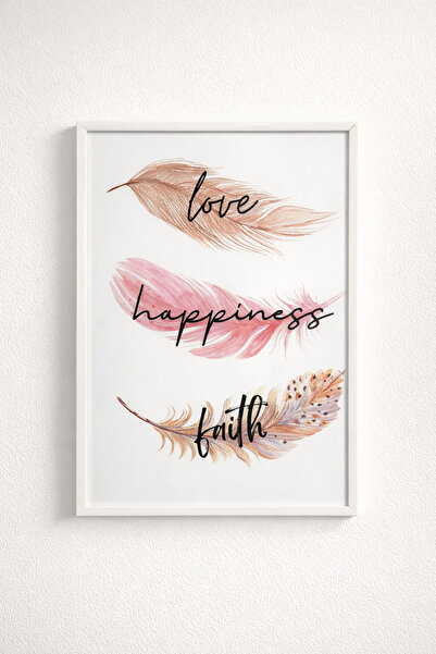 CumparaSMART Decorative painting "Love, Happiness, Faith" – White frame, 31×2...