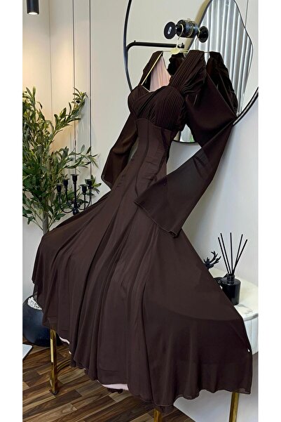 AMAZ Elegant burgundy evening dress