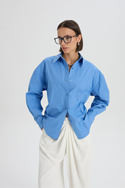 MAI STUDIOS CO. Lira Oversized Blue Shirt