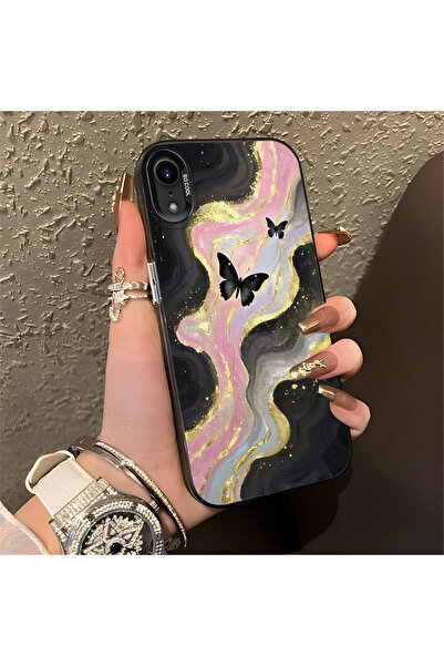 Hontinga iPhone Xr Compatible Silicone Edge Hard Back Anti Fall Butterfly Pat...