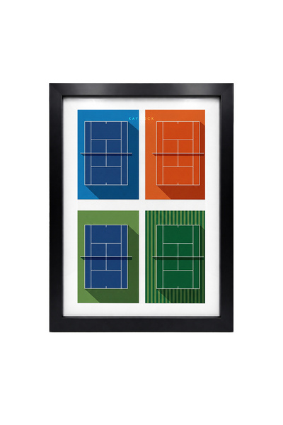 KAYNOCK Grand Slams, Tenis Poster Tablo Siyah Çerçeve
