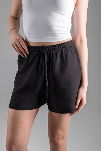 Maison La Femme Women's Elastic Waist Linen Shorts