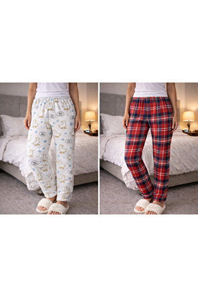 MODABOX %100 Pamuk İkili Set 2 li Kadın Pijama Altı