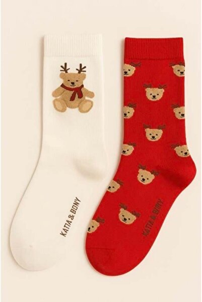 BONY SOCKS Ženske dvodijelne teddy čarape Sa deznom sa novogodišnjom tematiko...