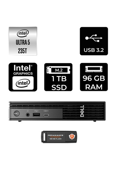 Dell Pro Micro QCM1250 Ultra 7 235T 96GB 1TB SSD FDOS Mini Masaüstü Bilgisayar