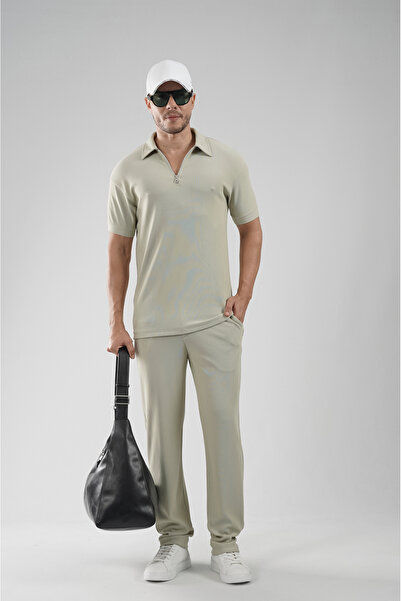 Butik Trend Biz Regular Fit Zippered Collar Bottom Top Set