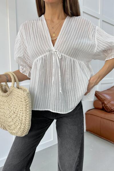 mylove قميص كاربوز كول بينترست باللون الأبيض