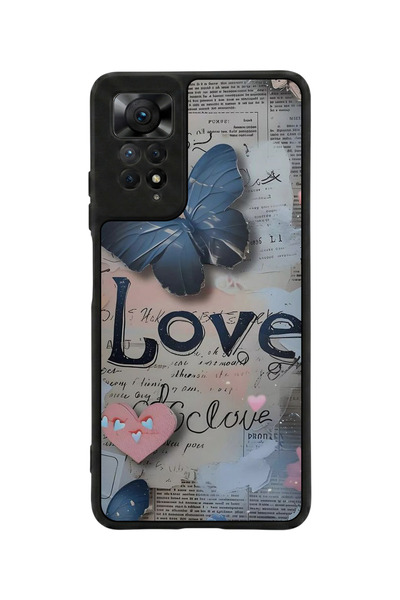 Aksel Kılıf متوافق مع Redmi Note 11 Pro / 12 Pro مطبوع، أسود مطفي، سيليكون نا...