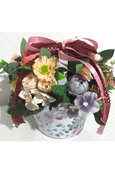 Pasiunea Florilor "Happy Easter" Flower Pot With Purple, Pink, and Gray Flowers