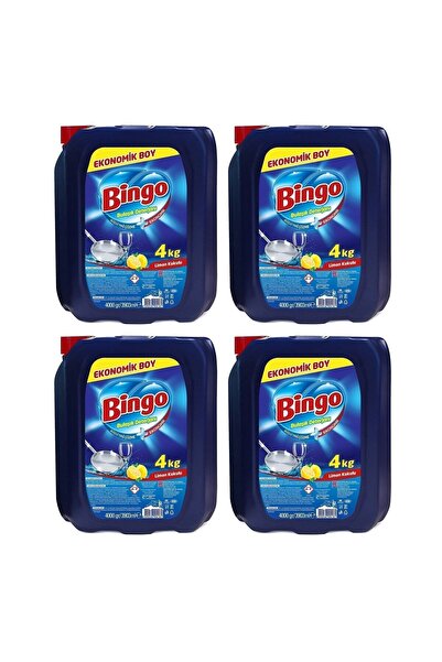 Bingo Bulaşık Sıvısı 4 Litre Limon Kokulu Elde Yıkama x 4 Adet