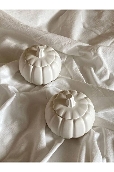 Maryam Decore White Bohemian Concrete Pumpkin Décor Set – 2 Pieces Modern Min...