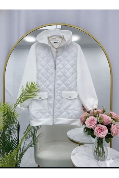 modasindoma Women's Scuba Jacket White