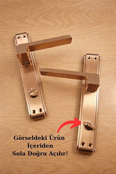 ARON مقبض باب داخلي يفتح من اليسار، فاخر، مطلي بالذهب، بتصميم أنكارا مع مرآة ...