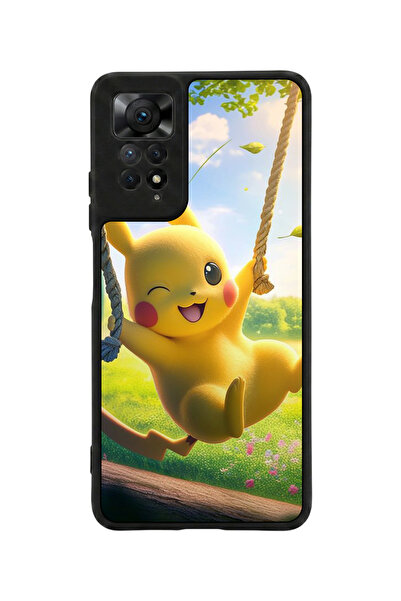 Aksel Kılıf متوافق مع Redmi Note 11 Pro / 12 Pro مطبوع، أسود مطفي، سيليكون نا...