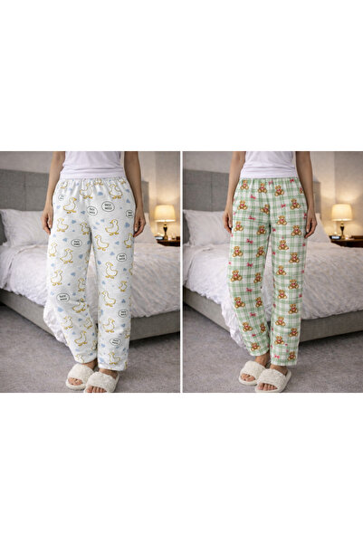 MODABOX 100% Cotton Double Set of 2 Women's Pajama Bottoms