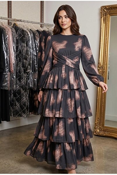 AKSİS Kat kat kuşaklı elbise