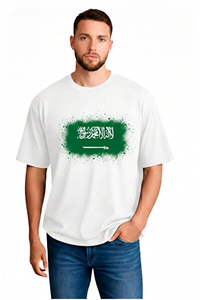 sngl Tricou cu mânecă scurtă pentru bărbați supradimensionat Arabia Saudită F...