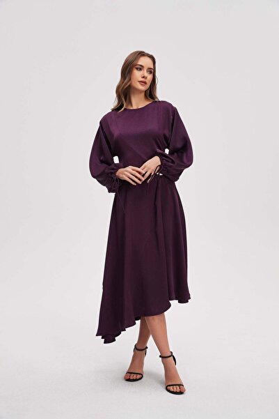 menta Long-sleeve plain midi dress