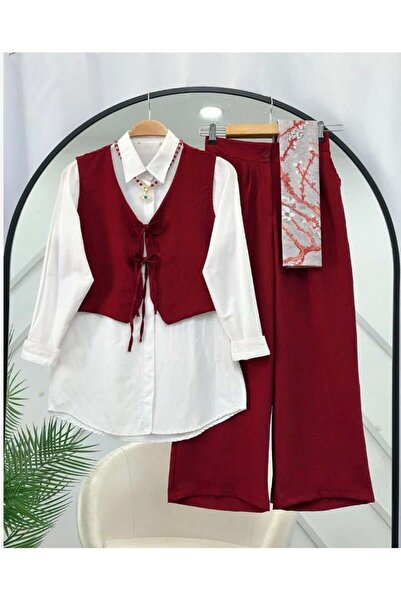modasindoma Women's Three-Piece Suit Burgundy
