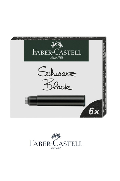 Faber Castell Set 6 Black Ink Cartridges for Fountain Pen, Erasable, Faber-Ca...