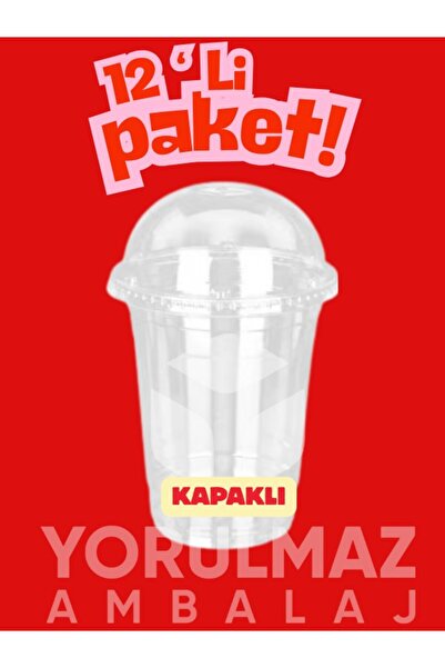 yorulmaz ambalaj 🥤 🥤🥤 400 Cc Kapaklı Plastik Bardak – Sızdırmaz, Dayanıklı...
