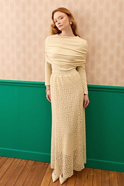 Ceylan Otantik Cream Lace Pack Flared Skirt