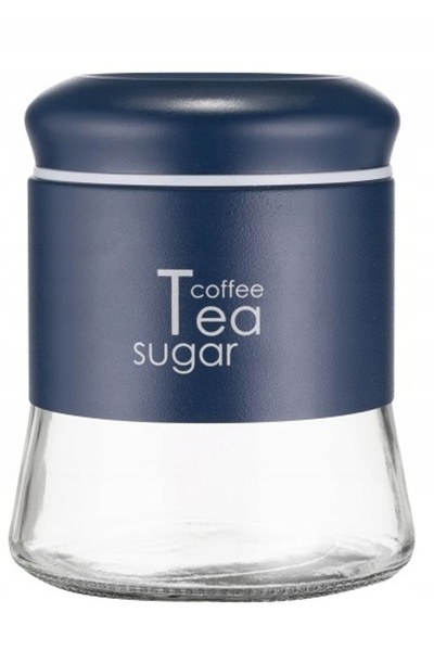 KADAX Coffee Tea Sugar Container 750ml Glass With Lid Kitchen Navy Blue