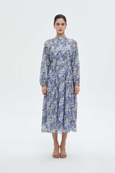 mica Floral Long Sleeve Women's Blouse with Bow Tie